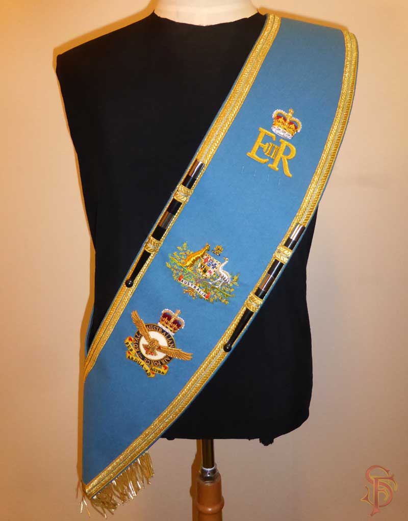 RAAF Drum Major's Sash, wool, hand embroidered