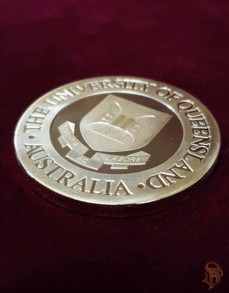 University award coin or medal, high quality stamped brass, gold