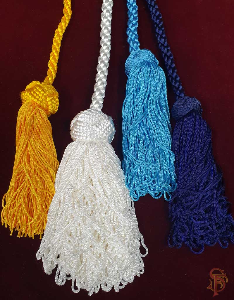 Coloured cord and tassels for flags and banners
