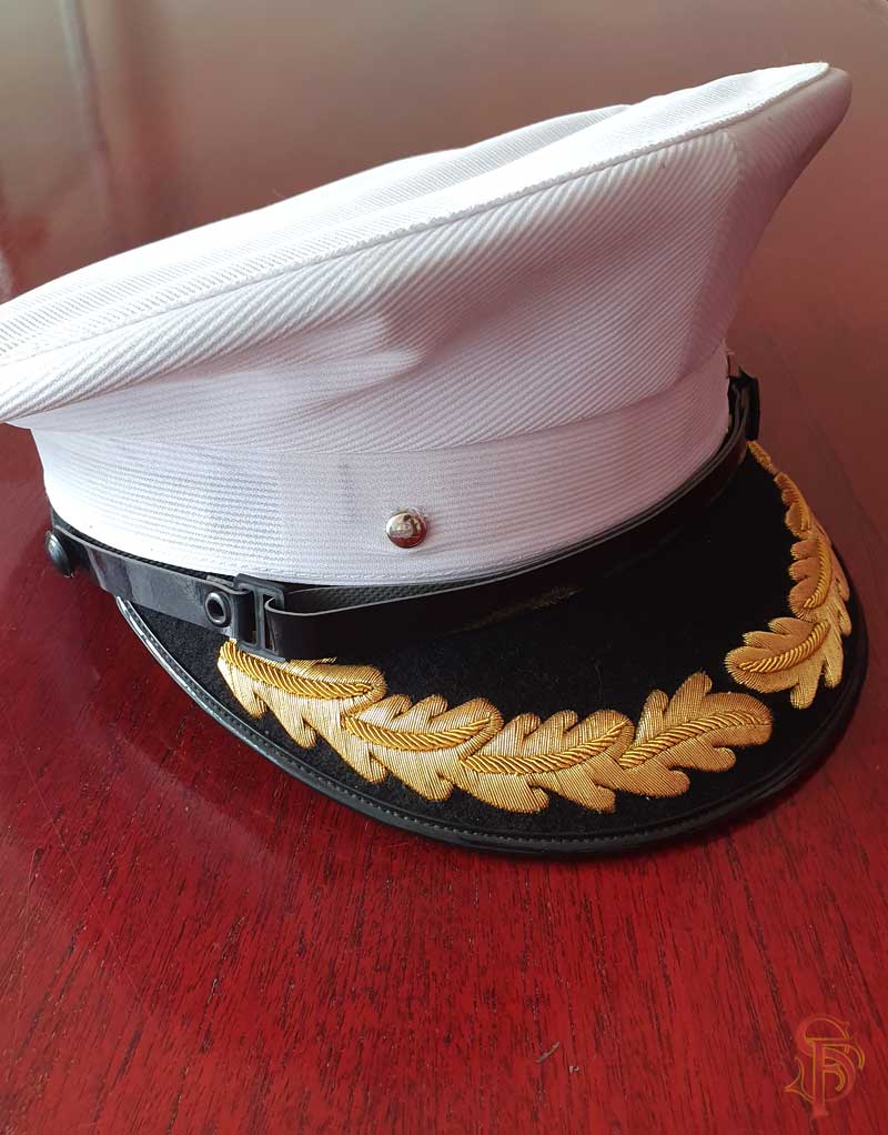 Navy Officer's Service Cap or hat with hand embroidered bullion peak