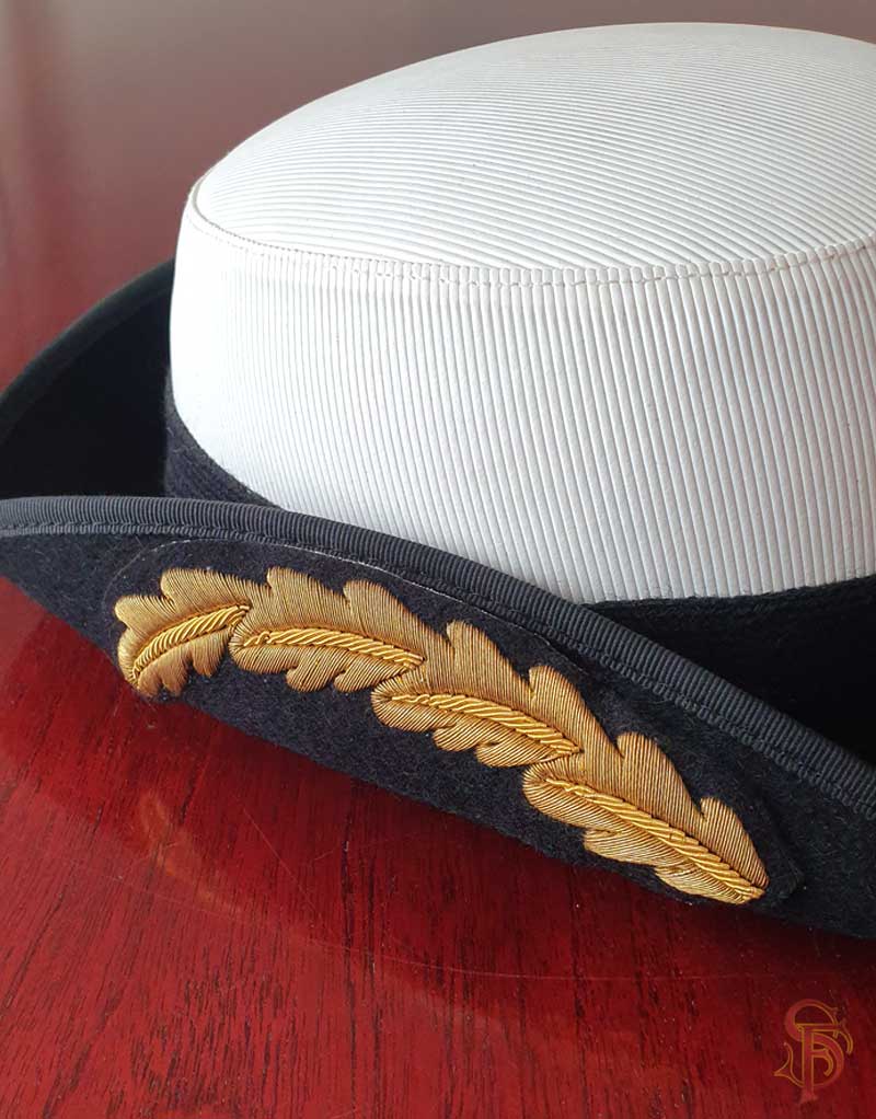 Female Navy Officer's Hat with hand embroidered Bullion oak leaf