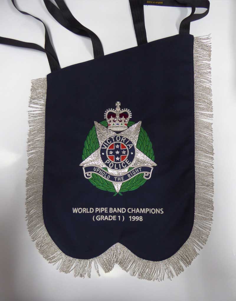 NSW Police Bag Pipe Banner, instrument accessories