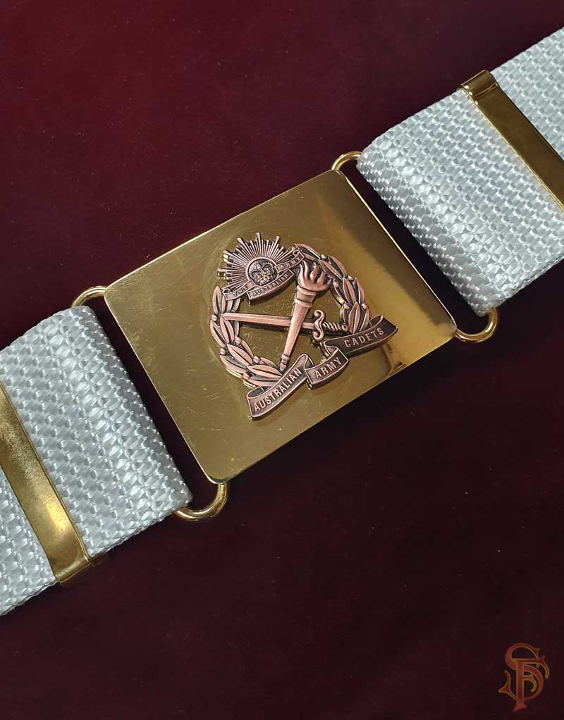 Gold Army Cadets Ceremonial Belt Buckle and Webbing Belt