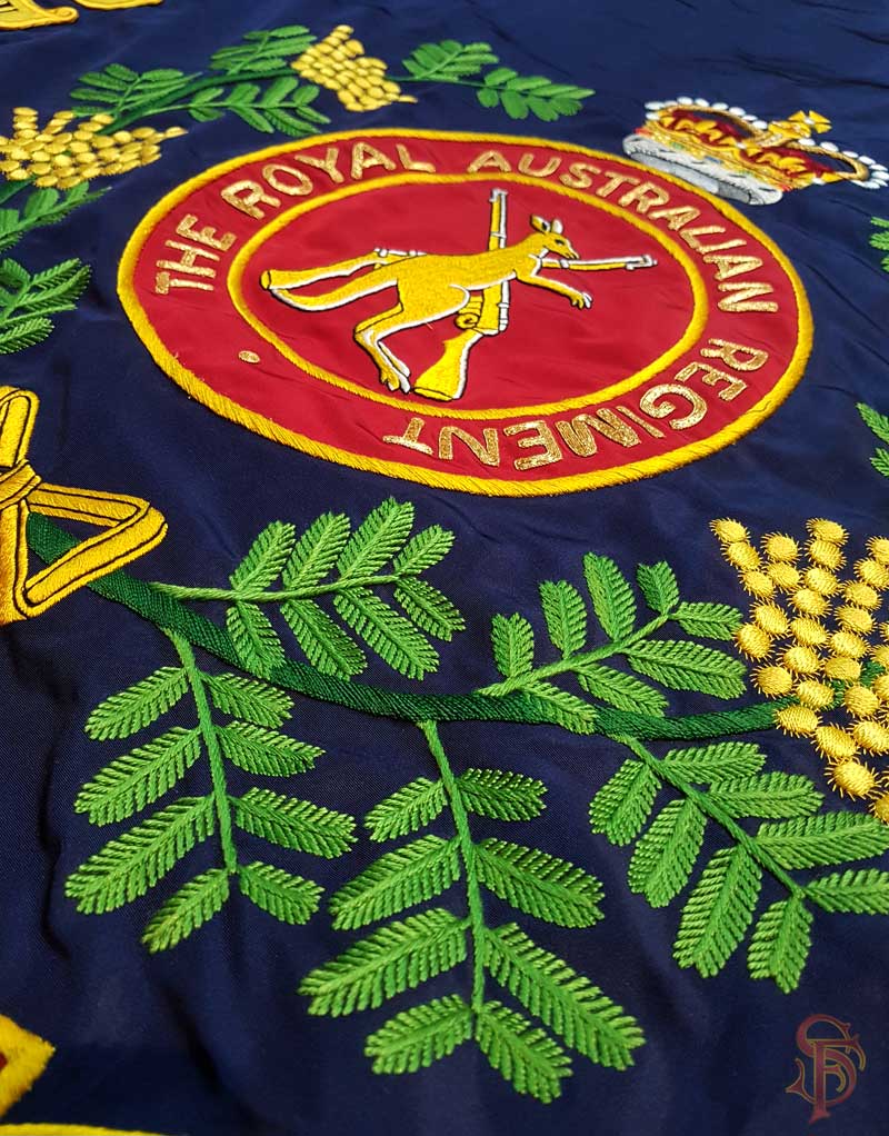 Royal Australian Regiment Colours hand embroidered banner
