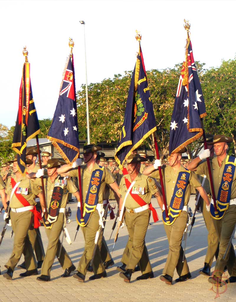 Royal Australian Regiment RAR Parading pikes, flag poles, hand embroidered banners colours